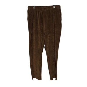 Lands End Women's Sport Corduroy Pants Size XL Rich Coffee Color Elastic Waist